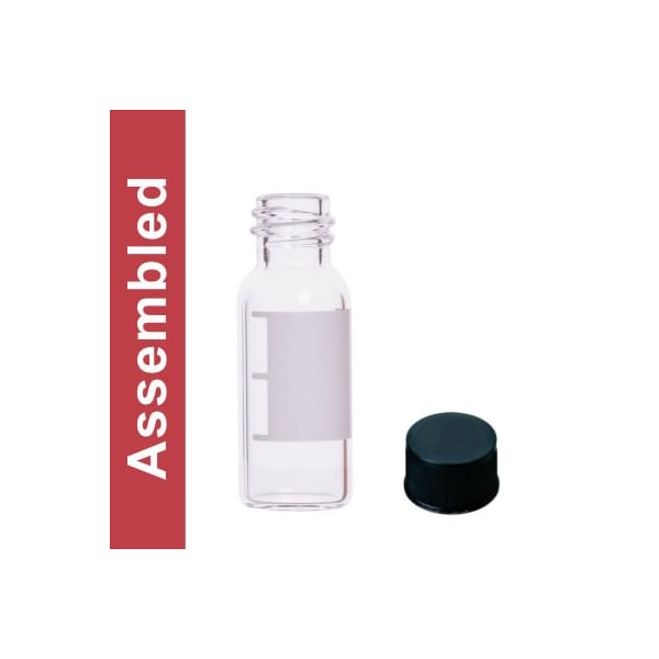 Cp Lab Safety. Wheaton MicroLiter 4ML Clear Marking Patch Screw Thread Vial Kit Solid Top Cap 100pk 13-1210KPS-A - main